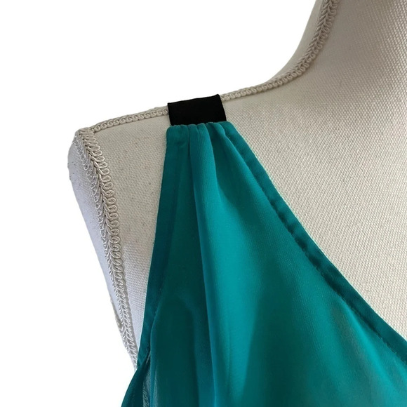 Bisou Bisou Blouse Womens Large Sheer Green Flowy Relaxed Racerback Lightweight - Picture 5 of 7